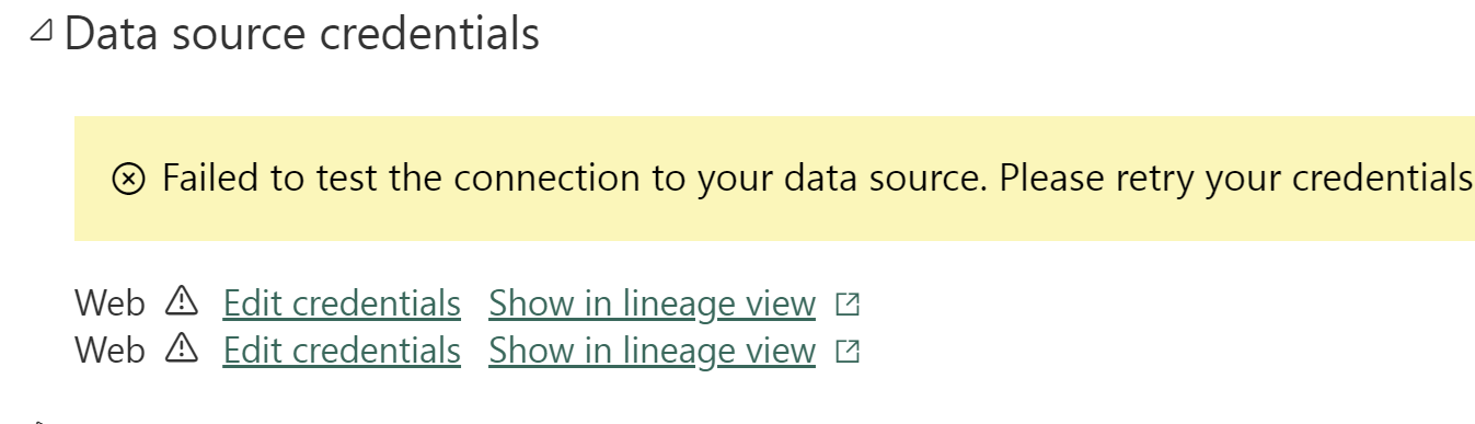PowerBI Dataset Credentials