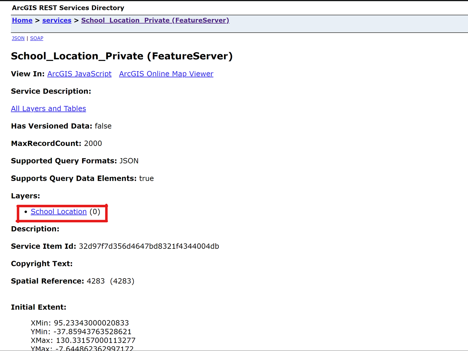 feature service details